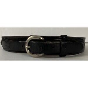Ranger Leather Belt Mens 32 Black‎ Silver Buckle Stitched  (41" overall length )